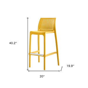 Homeroots Set Of Four 30" Yellow Heavy Duty Outdoor Bar Height Chairs - Trendy Comfort For Every Gathering!   565355