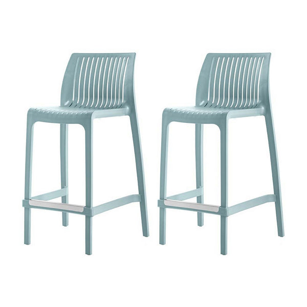 Homeroots Set Of Four Baby Blue Outdoor Counter Height Bar Chairs - Stylish, Durable, And Perfect For Gatherings   565356