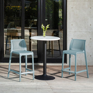 Homeroots Set Of Four Baby Blue Outdoor Counter Height Bar Chairs - Stylish, Durable, And Perfect For Gatherings   565356