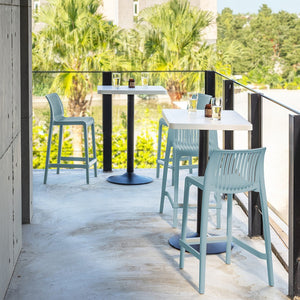 Homeroots Set Of Four Baby Blue Outdoor Counter Height Bar Chairs - Stylish, Durable, And Perfect For Gatherings   565356