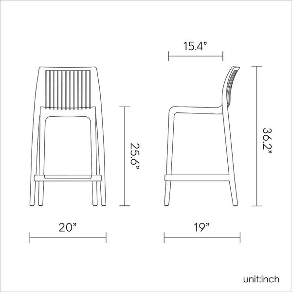 HomeRoots Set of Two Baby Blue Outdoor Bar Chairs - Heavy Duty Plastic, Low Back, Stylish & Durable Design 565356
