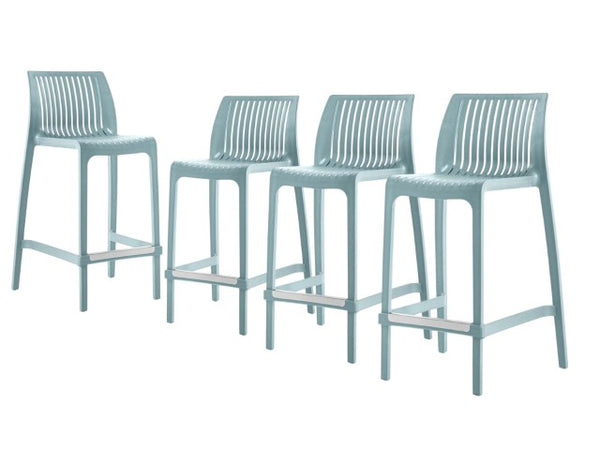 Homeroots Set Of Four Baby Blue Outdoor Counter Height Bar Chairs - Stylish, Durable, And Perfect For Gatherings   565356