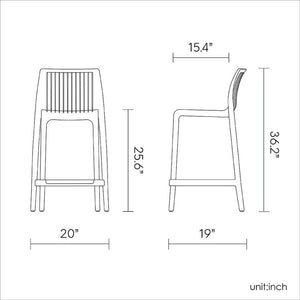 HomeRoots Set of Two 26" White Heavy-Duty Outdoor Counter Bar Chairs - Stylish, Stackable, and Durable! 565357