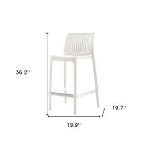 Homeroots Set Of Four Stylish 26" White Heavy Duty Plastic Low Back Outdoor Bar Chairs For Trendy Gatherings   565357