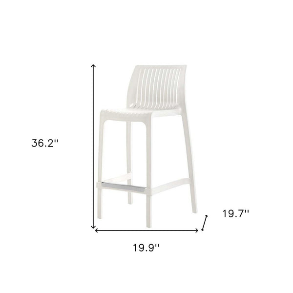 Homeroots Set Of Four Stylish 26" White Heavy Duty Plastic Low Back Outdoor Bar Chairs For Trendy Gatherings   565357