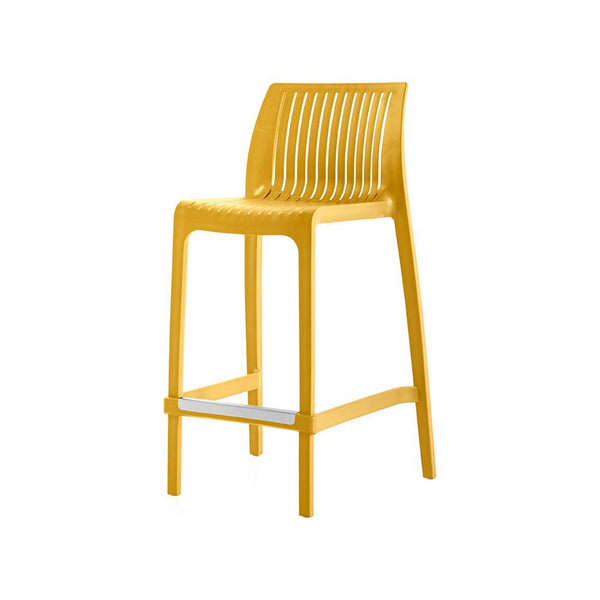 Homeroots Set Of Four 26" Yellow Outdoor Counter Height Bar Chairs - Stylish, Durable, And Perfect For Gatherings   565358