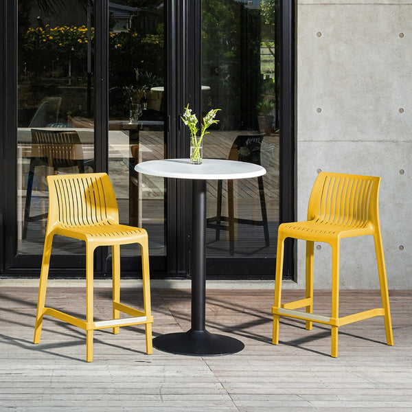Homeroots Set Of Four 26" Yellow Outdoor Counter Height Bar Chairs - Stylish, Durable, And Perfect For Gatherings   565358