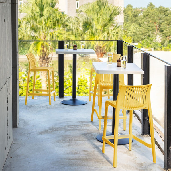 Homeroots Set Of Four 26" Yellow Outdoor Counter Height Bar Chairs - Stylish, Durable, And Perfect For Gatherings   565358