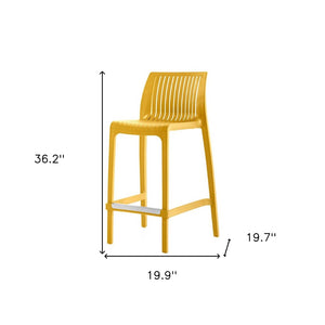 Homeroots Set Of Four 26" Yellow Outdoor Counter Height Bar Chairs - Stylish, Durable, And Perfect For Gatherings   565358