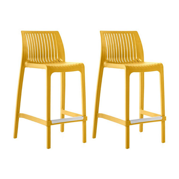 Homeroots Set Of Four 26" Yellow Outdoor Counter Height Bar Chairs - Stylish, Durable, And Perfect For Gatherings   565358