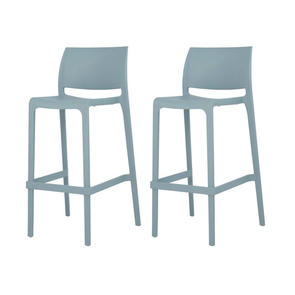 HomeRoots Set of Two Baby Blue Outdoor Bar Height Chairs for Stylish Deck, Patio, and Poolside Comfort 565359