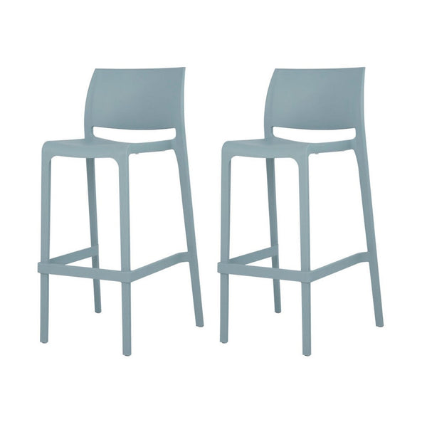 HomeRoots Set of Two Baby Blue Outdoor Bar Height Chairs for Stylish Deck, Patio, and Poolside Comfort 565359
