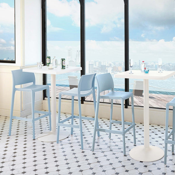 HomeRoots Set of Two Baby Blue Outdoor Bar Height Chairs for Stylish Deck, Patio, and Poolside Comfort 565359
