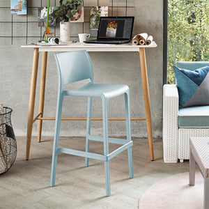 HomeRoots Set of Two Baby Blue Outdoor Bar Height Chairs for Stylish Deck, Patio, and Poolside Comfort 565359