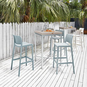 HomeRoots Set of Two Taupe Heavy-Duty Plastic Bar Height Chairs for Stylish Outdoor Entertaining & Comfort 565360