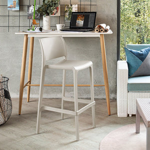 HomeRoots Set of Two Taupe Heavy-Duty Plastic Bar Height Chairs for Stylish Outdoor Entertaining & Comfort 565360