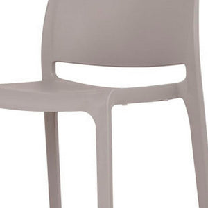 HomeRoots Set of Two Taupe Heavy-Duty Plastic Bar Height Chairs for Stylish Outdoor Entertaining & Comfort 565360