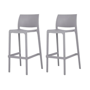 HomeRoots Set of Two Stylish 30" Gray Heavy-Duty Plastic Bar-Height Chairs for Outdoor Comfort & Elegance 565361