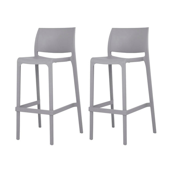 HomeRoots Set of Two Stylish 30" Gray Heavy-Duty Plastic Bar-Height Chairs for Outdoor Comfort & Elegance 565361