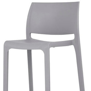 HomeRoots Set of Two Stylish 30" Gray Heavy-Duty Plastic Bar-Height Chairs for Outdoor Comfort & Elegance 565361