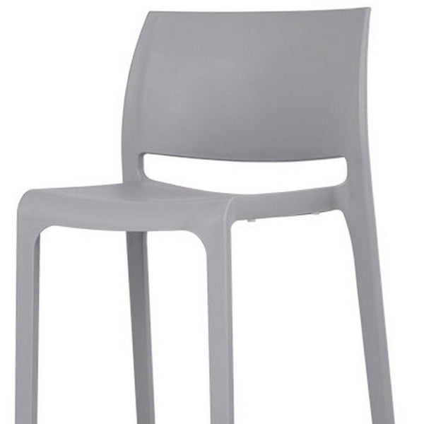 HomeRoots Set of Two Stylish 30" Gray Heavy-Duty Plastic Bar-Height Chairs for Outdoor Comfort & Elegance 565361
