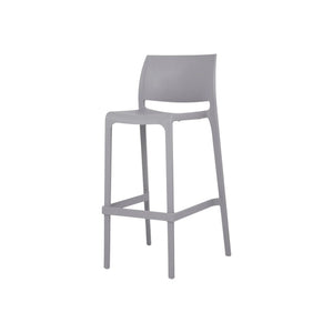 HomeRoots Set of Two Stylish 30" Gray Heavy-Duty Plastic Bar-Height Chairs for Outdoor Comfort & Elegance 565361