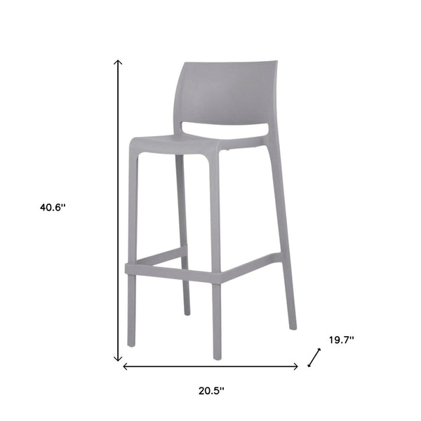 HomeRoots Set of Two Stylish 30" Gray Heavy-Duty Plastic Bar-Height Chairs for Outdoor Comfort & Elegance 565361