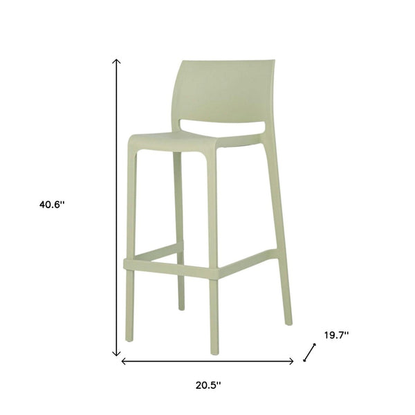 HomeRoots Set of Two Vibrant Green Heavy-Duty Plastic Bar Height Chairs for Stylish Outdoor Comfort 565362