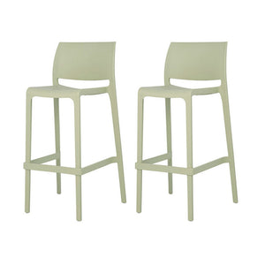 HomeRoots Set of Two Vibrant Green Heavy-Duty Plastic Bar Height Chairs for Stylish Outdoor Comfort 565362