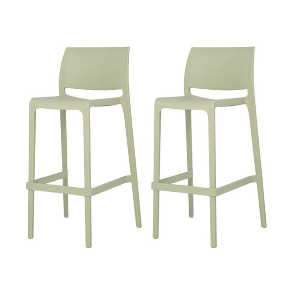 HomeRoots Set of Two Vibrant Green Heavy-Duty Plastic Bar Height Chairs for Stylish Outdoor Comfort 565362