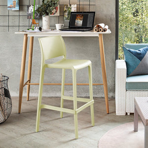HomeRoots Set of Two Vibrant Green Heavy-Duty Plastic Bar Height Chairs for Stylish Outdoor Comfort 565362