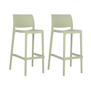 HomeRoots Set of Two Vibrant Green Heavy-Duty Plastic Bar Height Chairs for Stylish Outdoor Comfort 565362