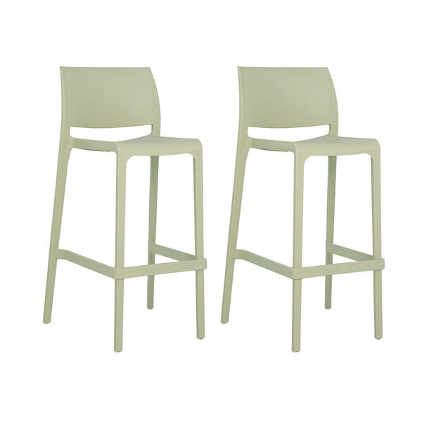HomeRoots Set of Two Vibrant Green Heavy-Duty Plastic Bar Height Chairs for Stylish Outdoor Comfort 565362