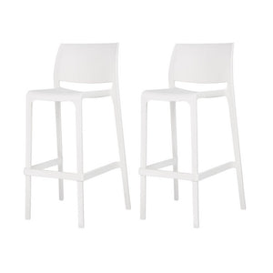 HomeRoots Set of Two Stylish 30" White Heavy-Duty Outdoor Bar Chairs - Modern Comfort & Space-Saving Design 565363