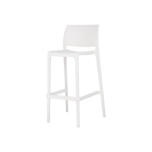 HomeRoots Set of Two Stylish 30" White Heavy-Duty Outdoor Bar Chairs - Modern Comfort & Space-Saving Design 565363