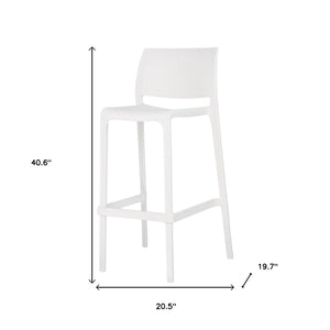 HomeRoots Set of Two Stylish 30" White Heavy-Duty Outdoor Bar Chairs - Modern Comfort & Space-Saving Design 565363