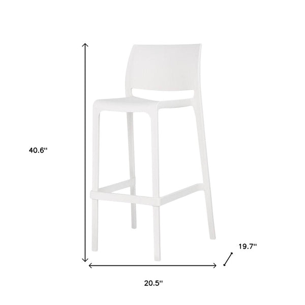 HomeRoots Set of Two Stylish 30" White Heavy-Duty Outdoor Bar Chairs - Modern Comfort & Space-Saving Design 565363