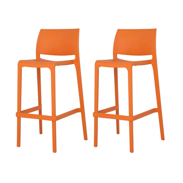 HomeRoots Set of Two 30" Orange Heavy-Duty Outdoor Bar Height Chairs for Stylish Comfort and Durability 565364