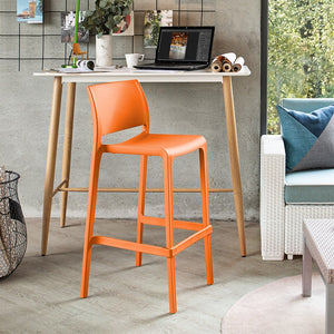 HomeRoots Set of Two 30" Orange Heavy-Duty Outdoor Bar Height Chairs for Stylish Comfort and Durability 565364