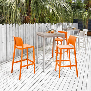 HomeRoots Set of Two 30" Orange Heavy-Duty Outdoor Bar Height Chairs for Stylish Comfort and Durability 565364