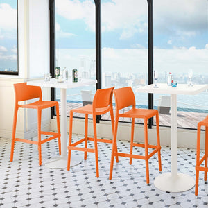 HomeRoots Set of Two 30" Orange Heavy-Duty Outdoor Bar Height Chairs for Stylish Comfort and Durability 565364