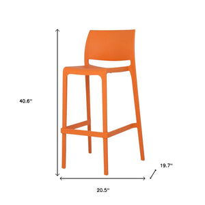 HomeRoots Set of Two 30" Orange Heavy-Duty Outdoor Bar Height Chairs for Stylish Comfort and Durability 565364