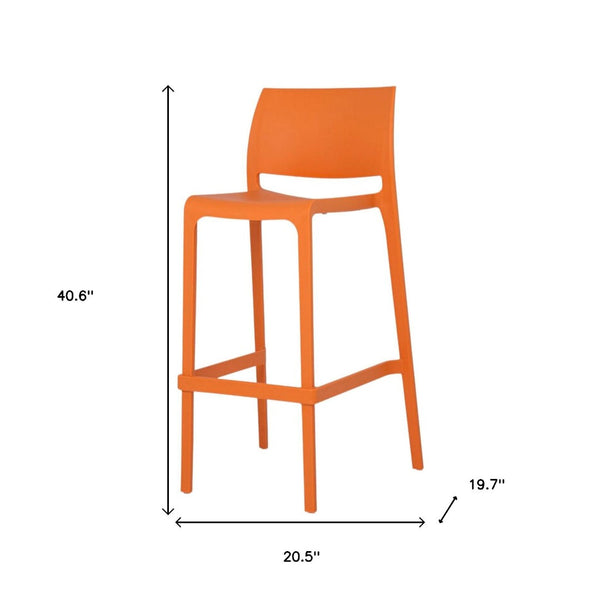 HomeRoots Set of Two 30" Orange Heavy-Duty Outdoor Bar Height Chairs for Stylish Comfort and Durability 565364