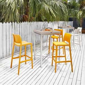 HomeRoots Set of Two 30" Vibrant Yellow Heavy-Duty Outdoor Bar Chairs for Comfort & Style by the Poolside 565365