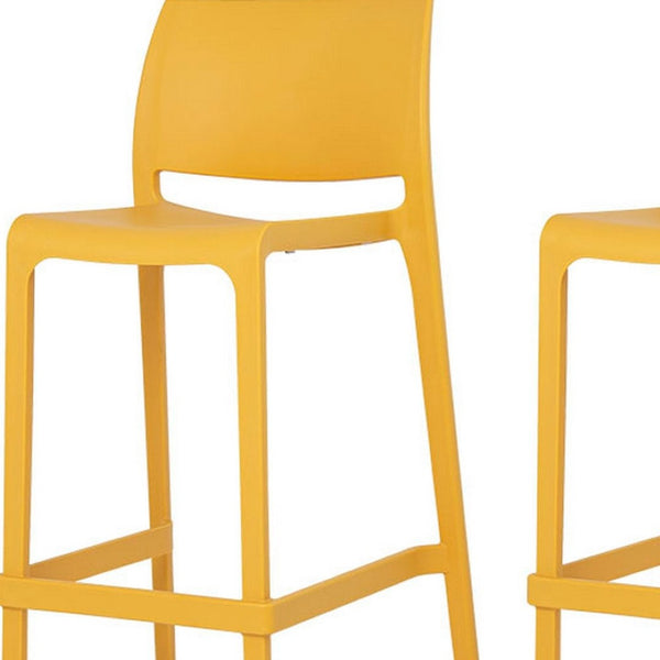 HomeRoots Set of Two 30" Vibrant Yellow Heavy-Duty Outdoor Bar Chairs for Comfort & Style by the Poolside 565365