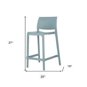Homeroots Set Of Four Baby Blue Outdoor Counter Height Bar Chairs - Stylish, Durable, And Perfect For Gatherings   565366