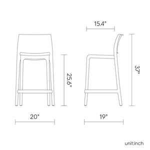 HomeRoots Set of Two Baby Blue Outdoor Bar Chairs - Heavy-Duty, Stackable, Low-Back Design for Comfort & Style 565366