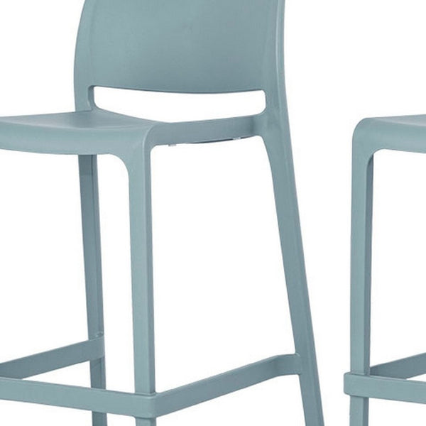 Homeroots Set Of Four Baby Blue Outdoor Counter Height Bar Chairs - Stylish, Durable, And Perfect For Gatherings   565366