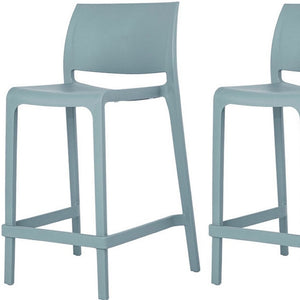 Homeroots Set Of Four Baby Blue Outdoor Counter Height Bar Chairs - Stylish, Durable, And Perfect For Gatherings   565366