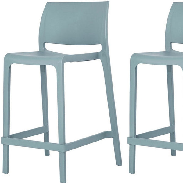 Homeroots Set Of Four Baby Blue Outdoor Counter Height Bar Chairs - Stylish, Durable, And Perfect For Gatherings   565366